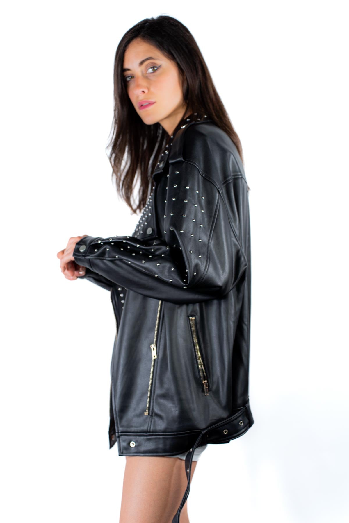 Biker ecopelle borchie