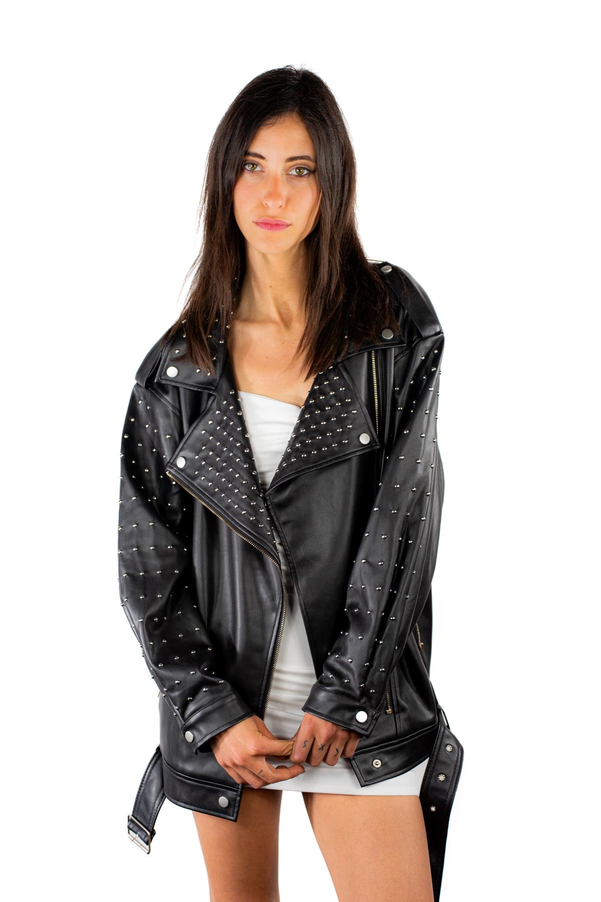 Biker ecopelle borchie