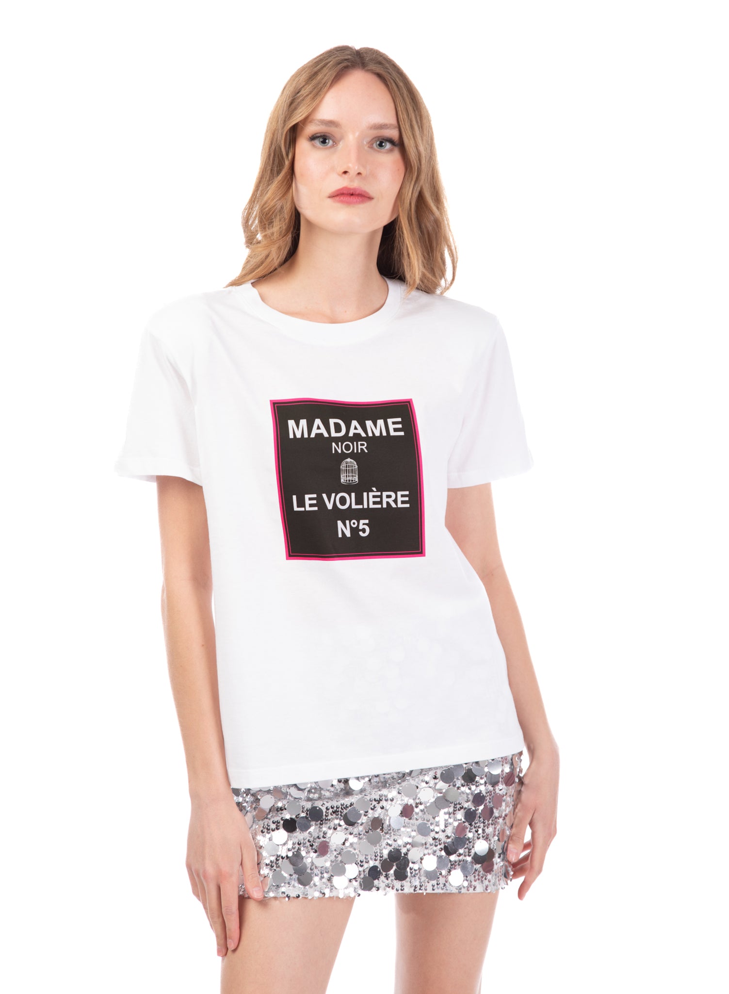 T-shirt bianca 'MADAME NOIR'