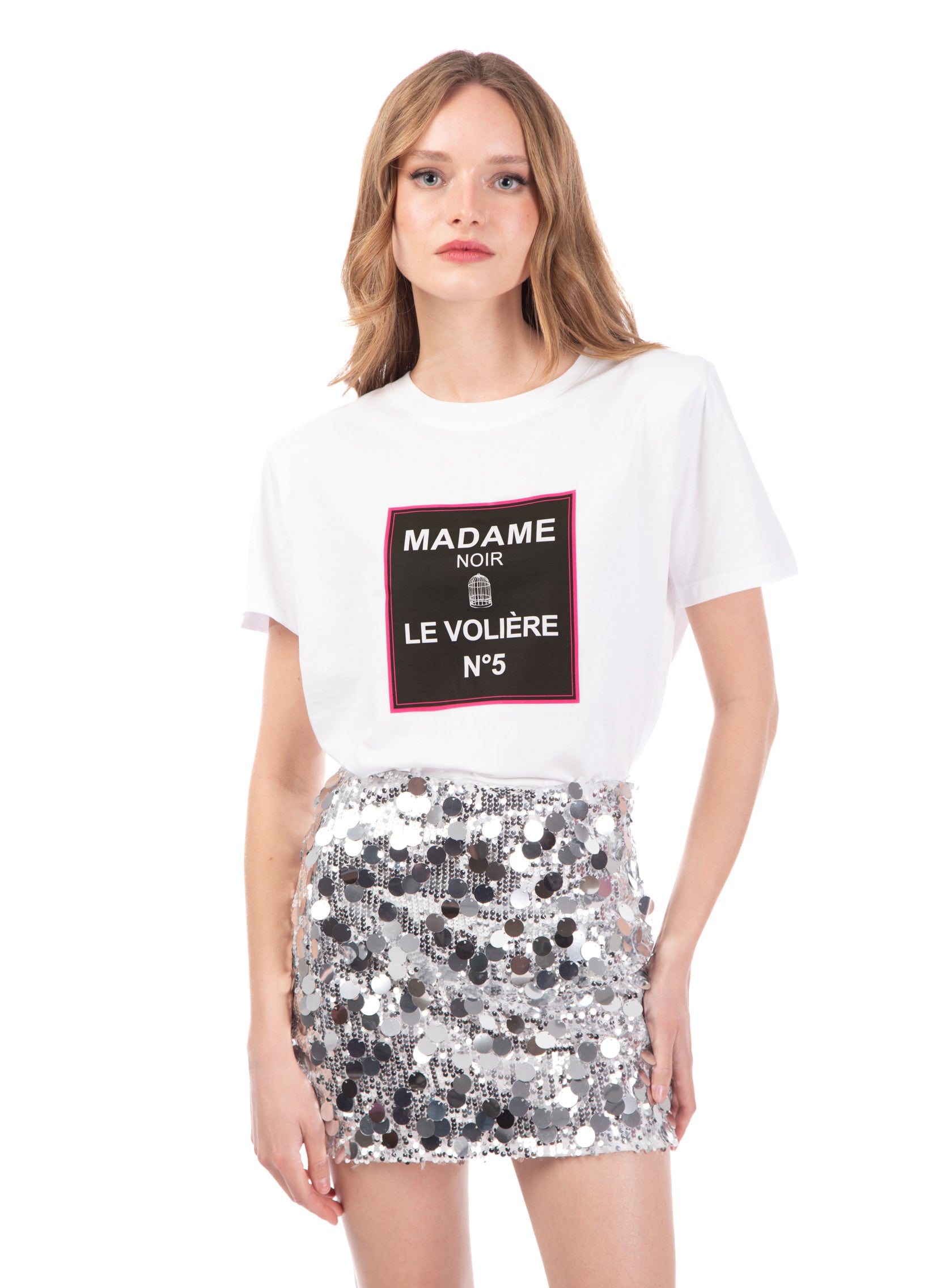 T-shirt bianca 'MADAME NOIR'