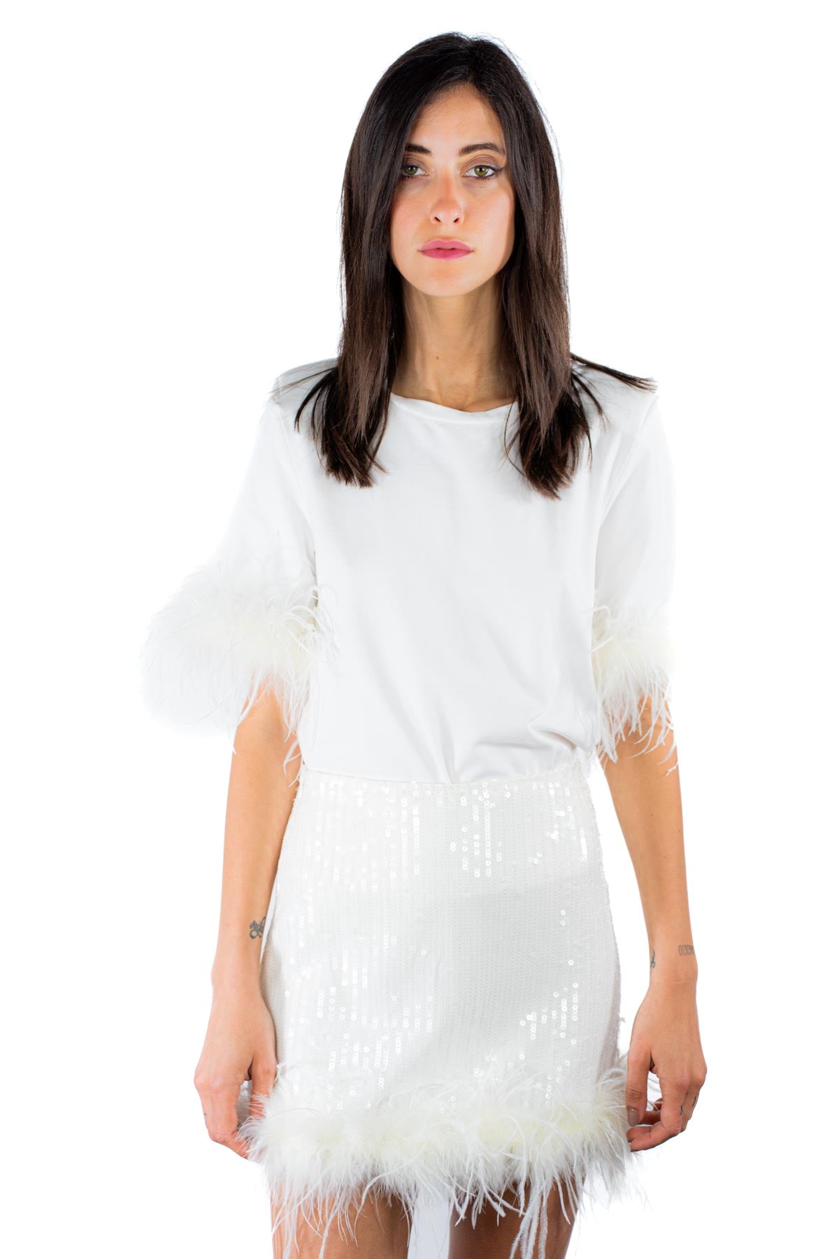 T-Shirt con piume