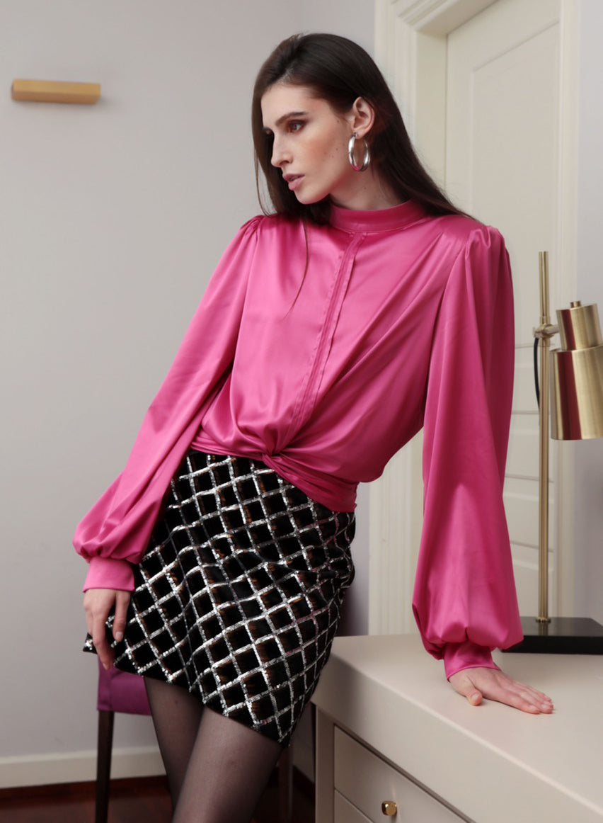 ELLIE Top fucsia in satin