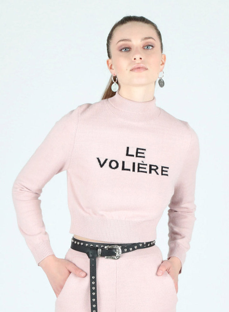 Maglioncino dolcevita rosa cropped