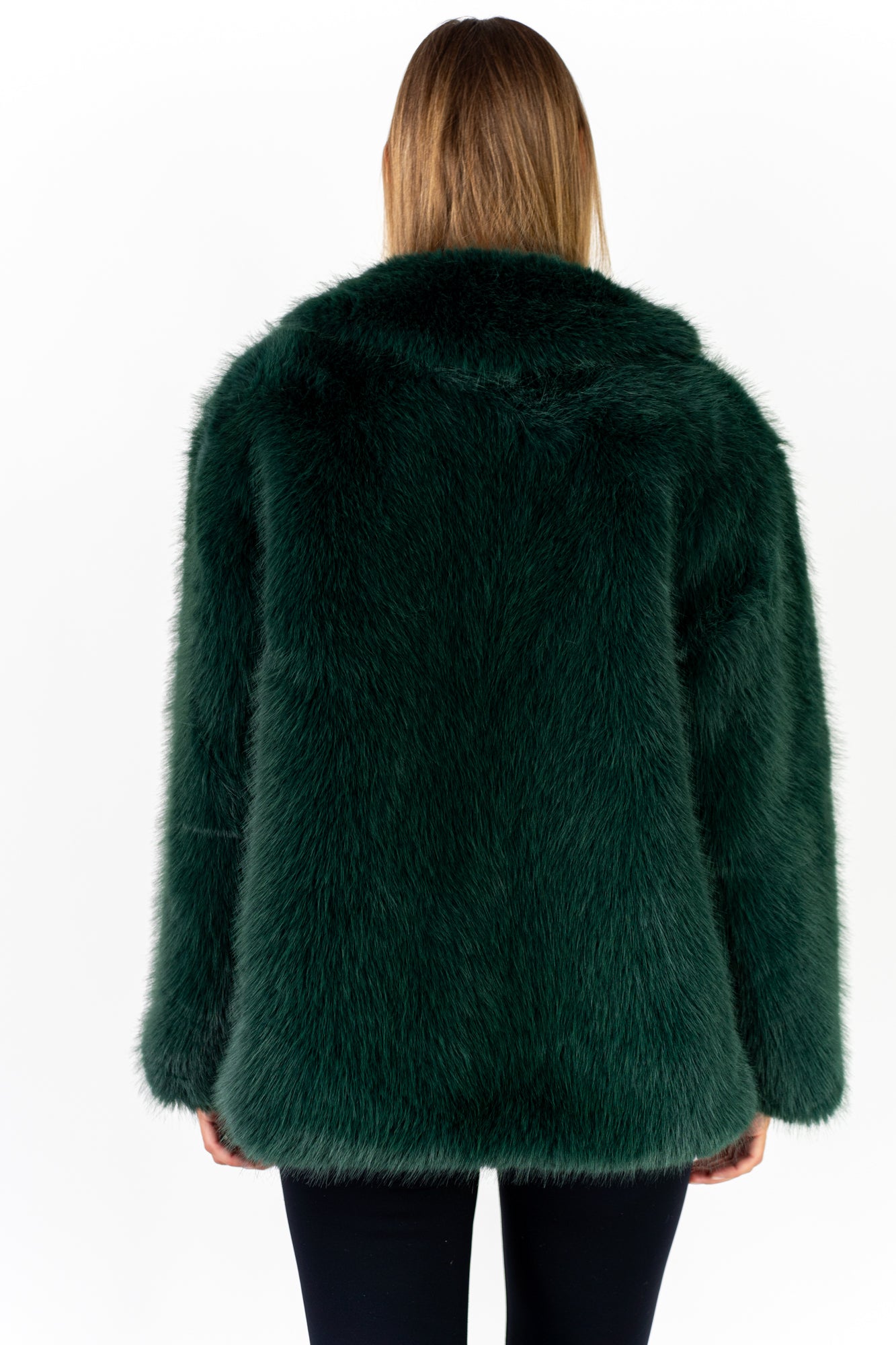 HOPE Pelliccia oversized verde con frange rimovibili