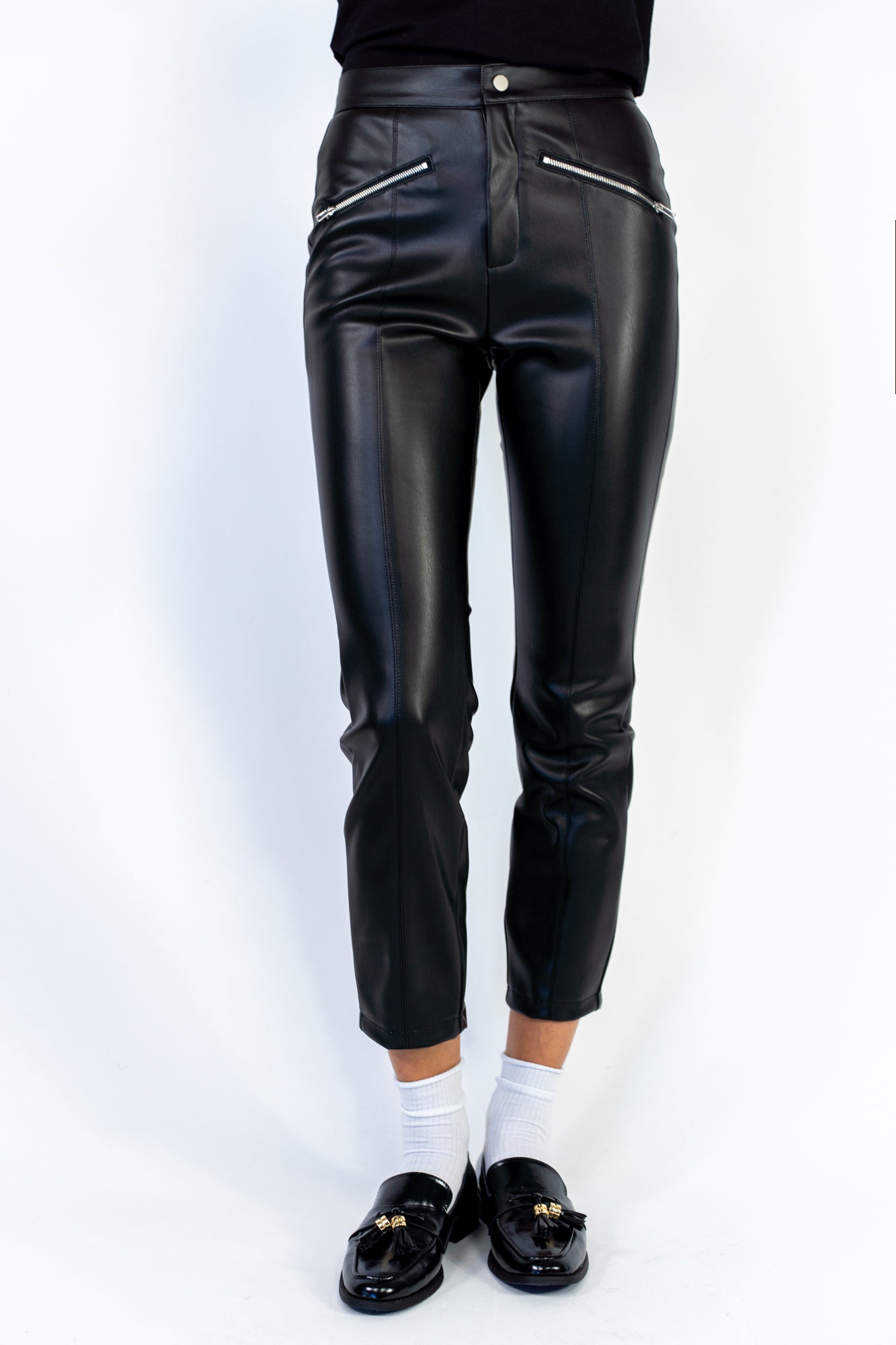 Pantalone in ecopelle nero