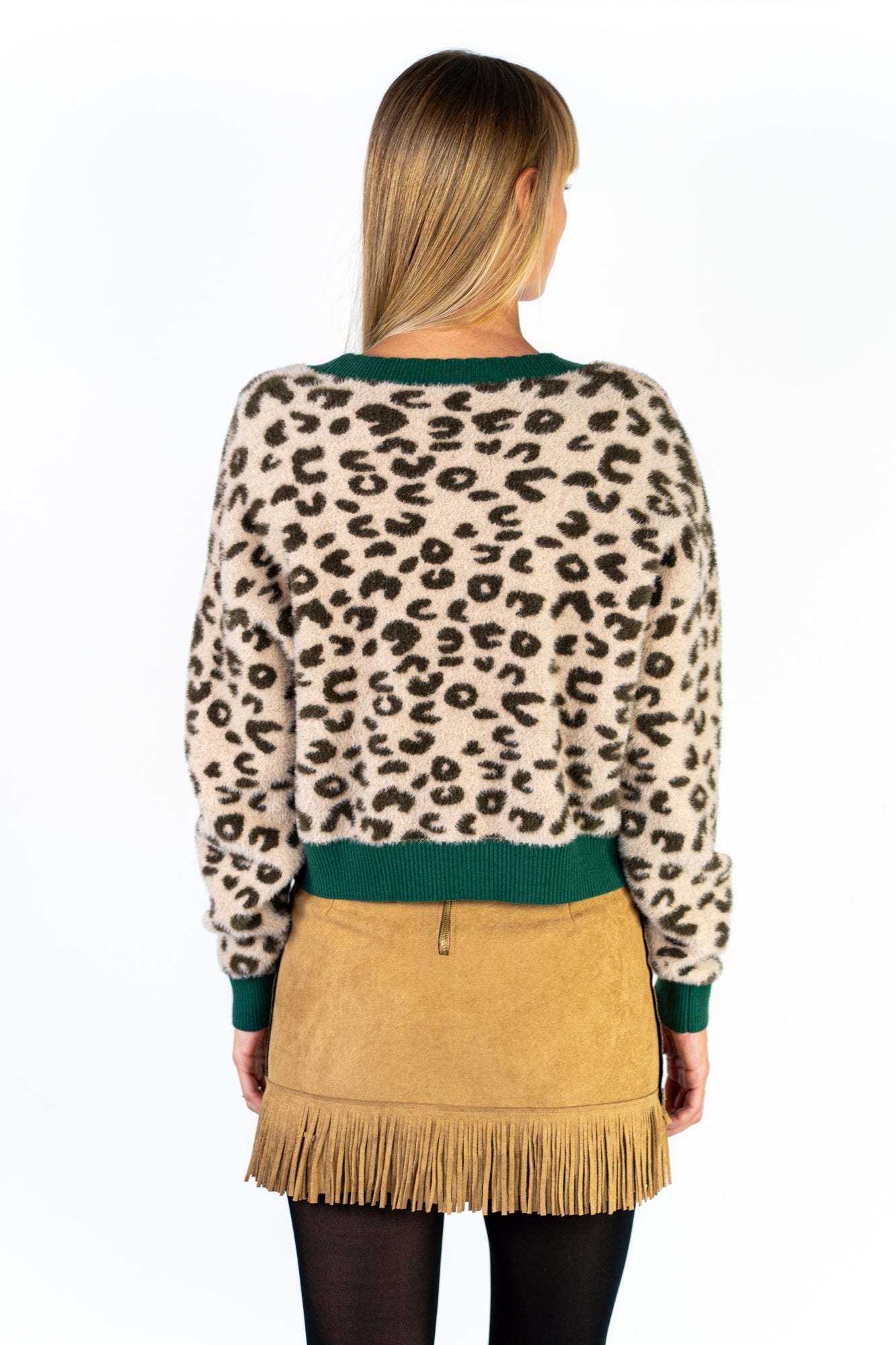 Cardigan in maglieria leopardato