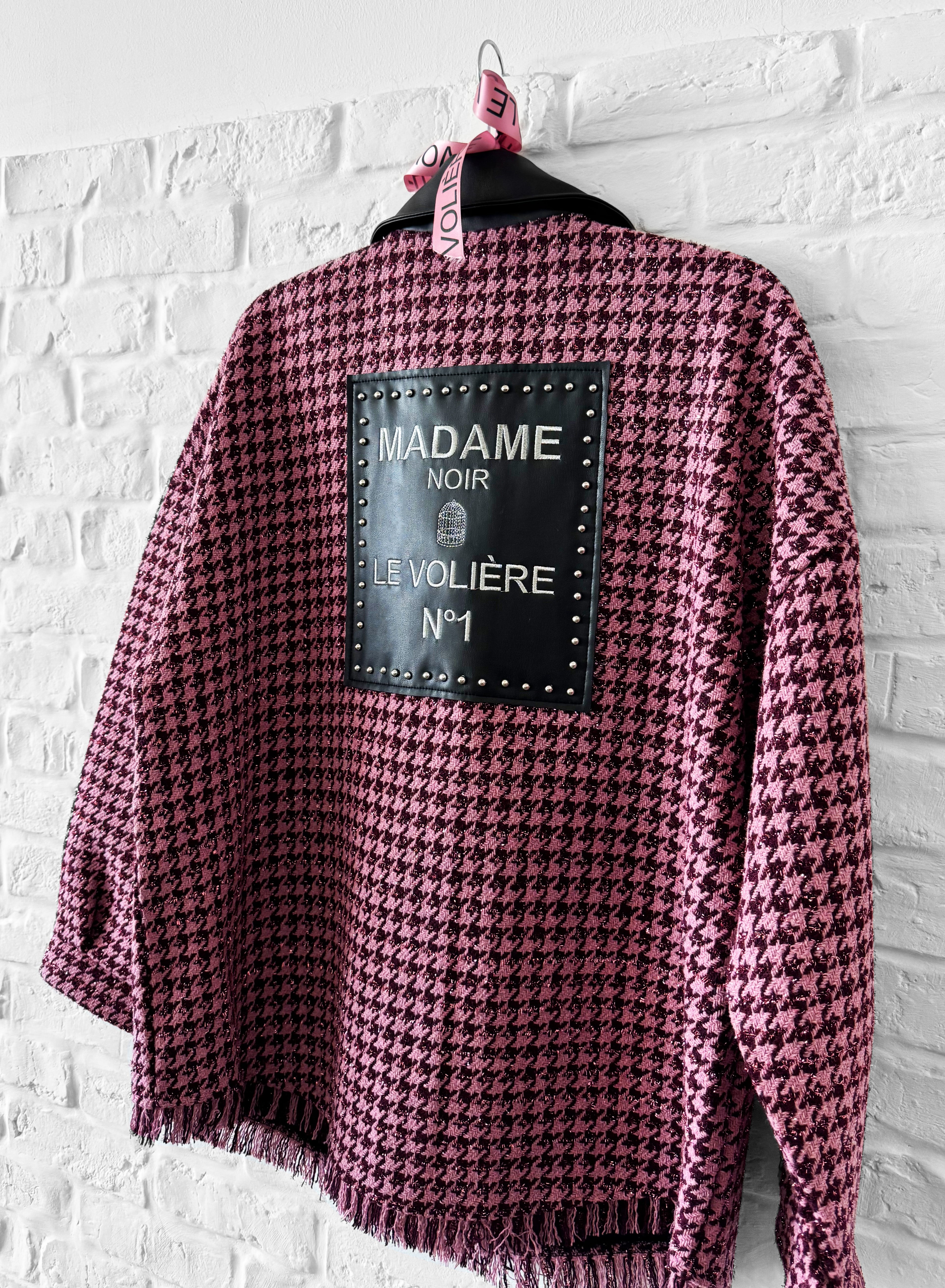 Camicia oversize in pied de poule viola