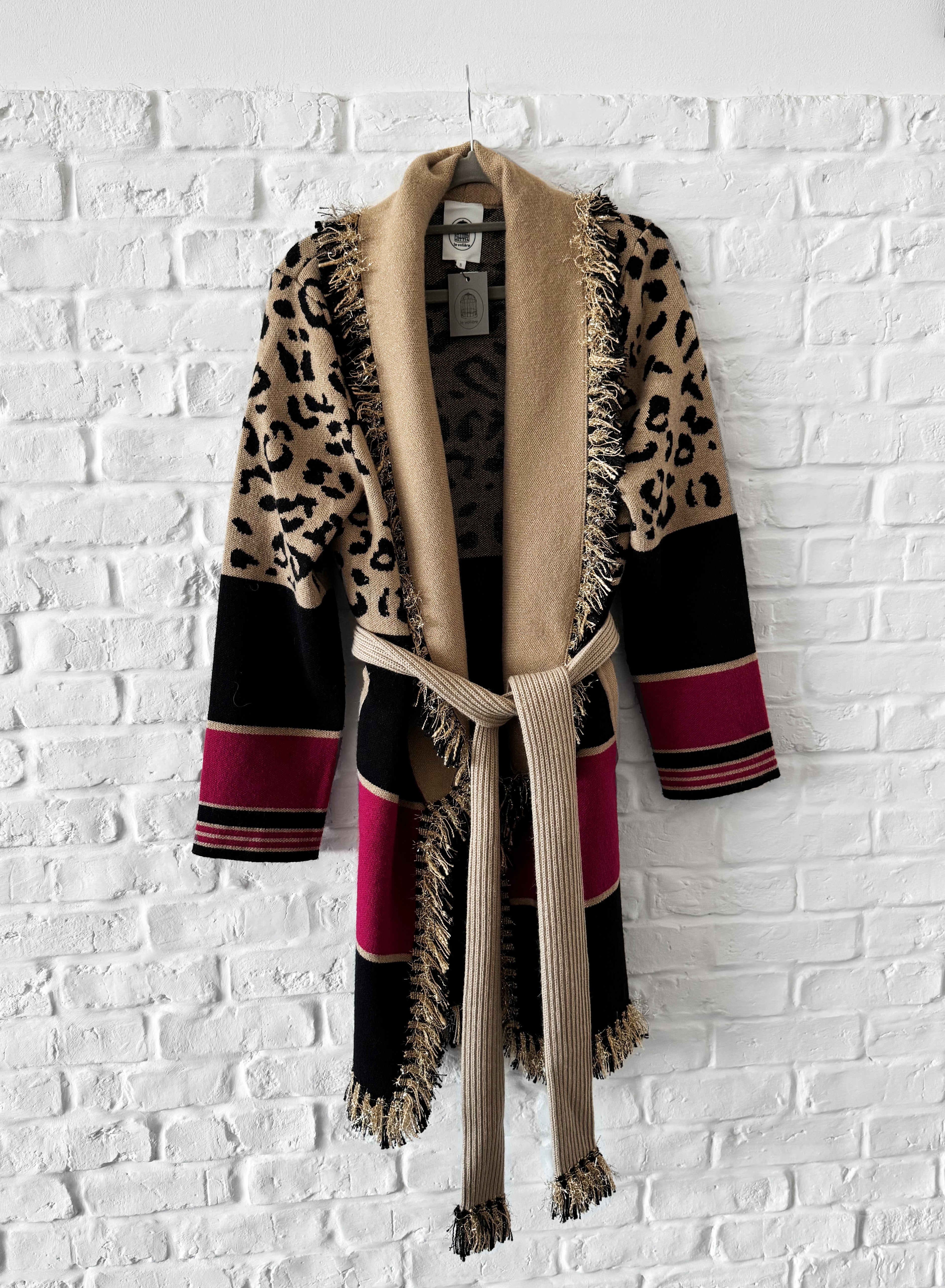 Cardigan in maglieria leopardato