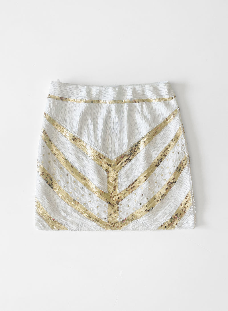 ISLA Gonna di paillettes bianca e oro