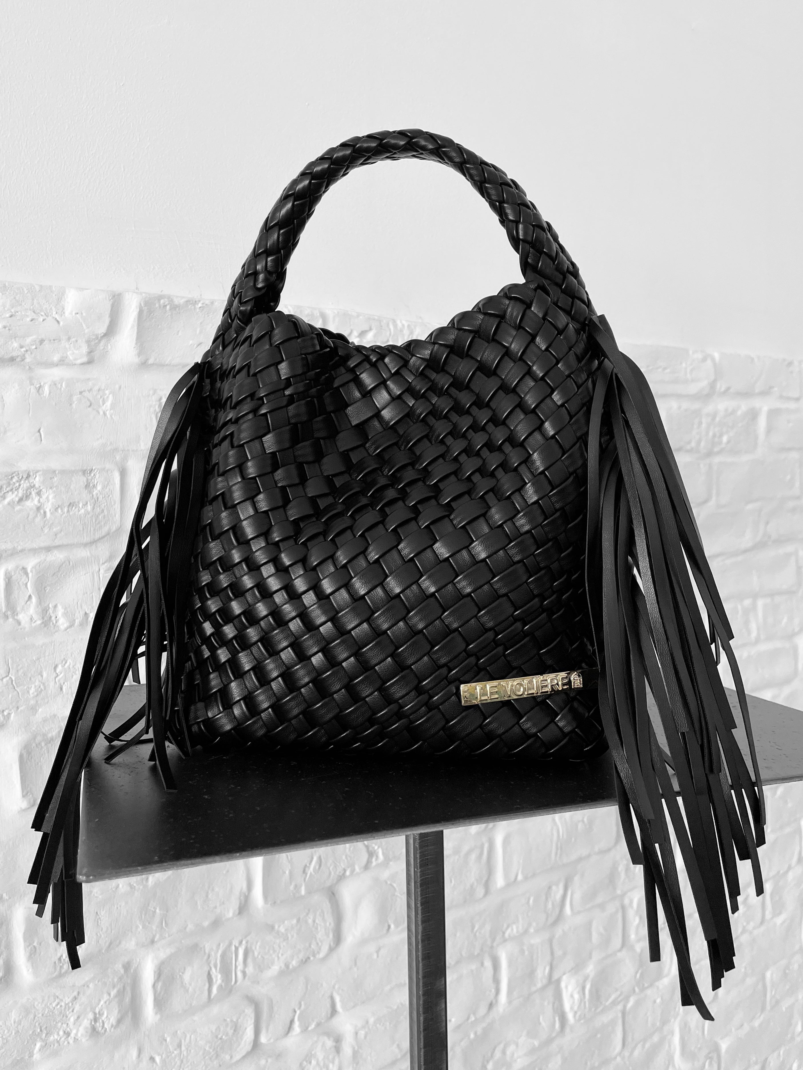 Borsa Intrecciata Woven Leather Bag With Knot